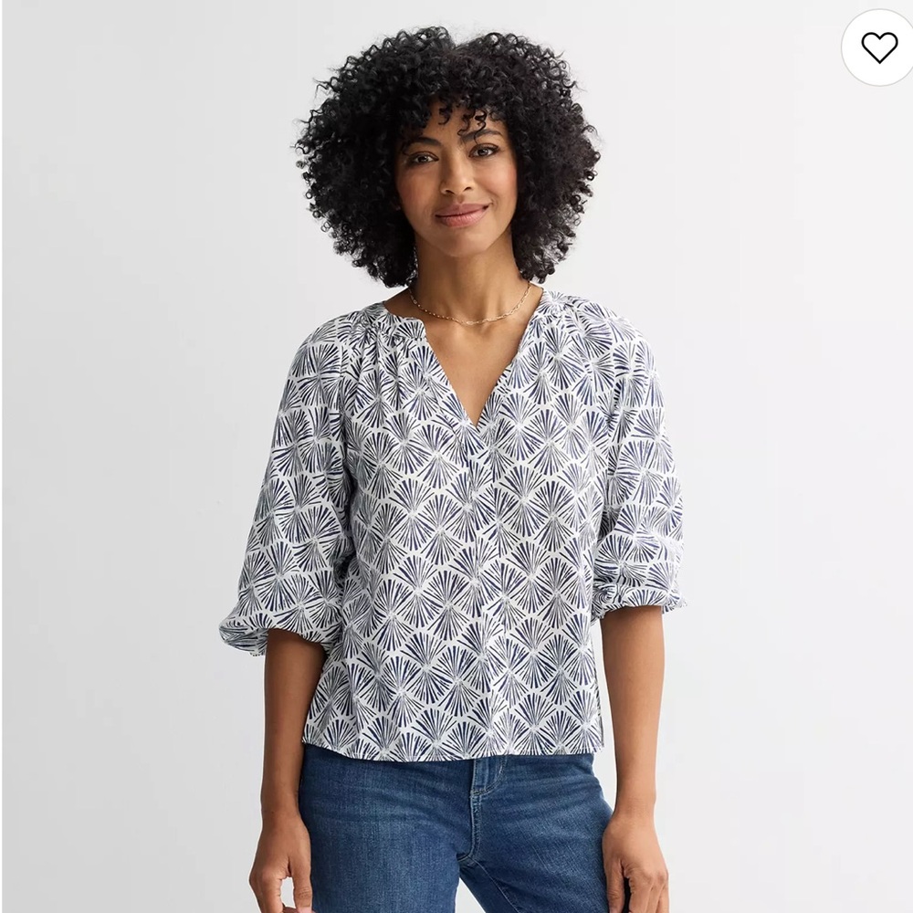 Sonoma Top - Nautical Coastal Shell Print Blouse Size XL